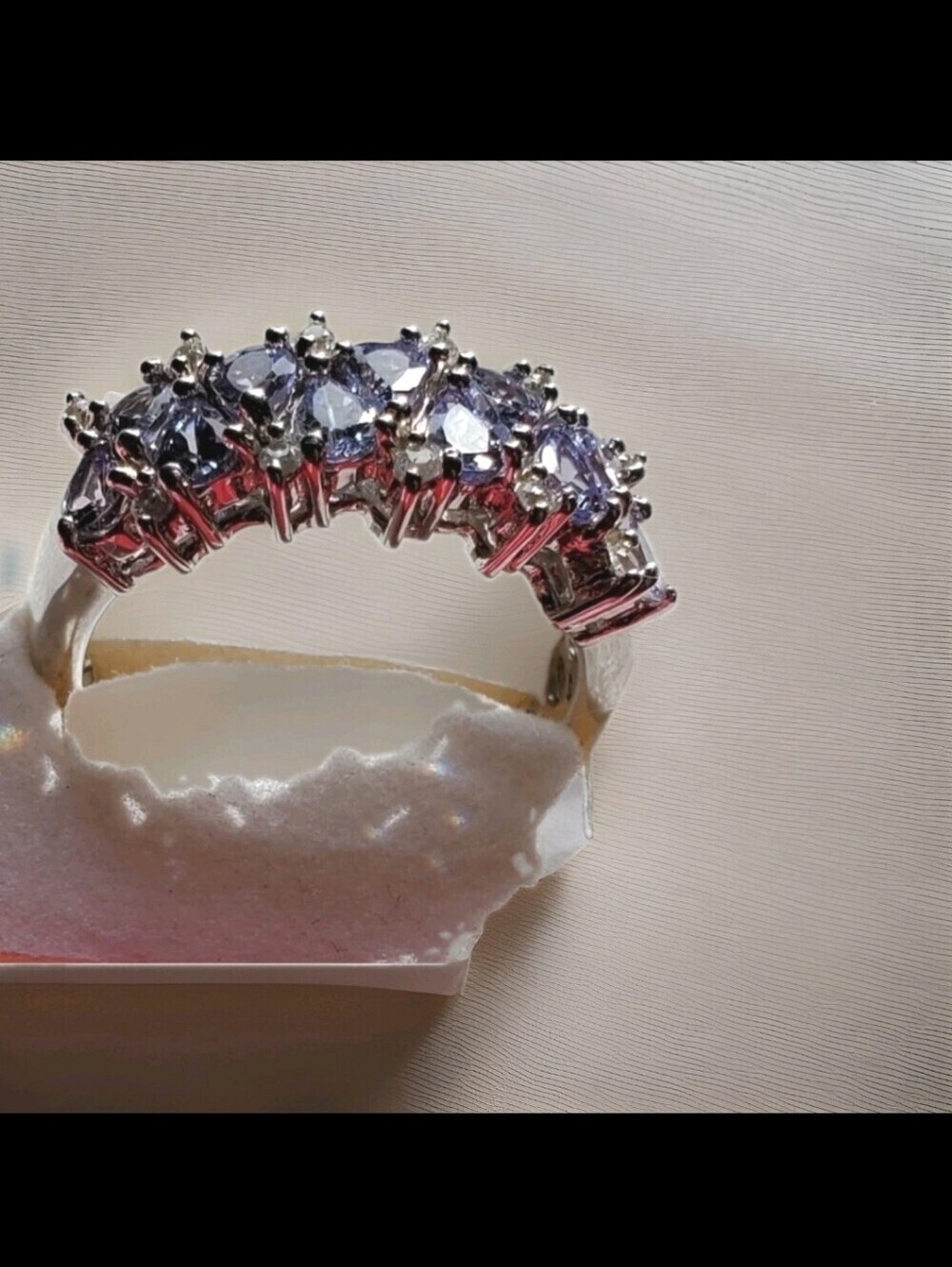 1.90 ctw Tanzanite and Natural White Zircon Ring in Platinum Over Sterliβ¦